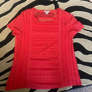 Lucky Brand Red Lace Top